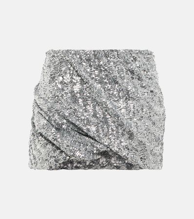 Sequined Mini Skirt in Silver - The Attico | Mytheresa