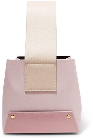 Yuzefi - Tab Color-block Textured-leather Tote - Pastel pink