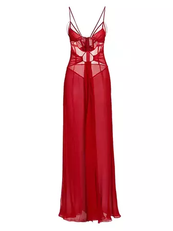 Shop Nensi Dojaka Strappy Silk Chiffon Gown | Saks Fifth Avenue