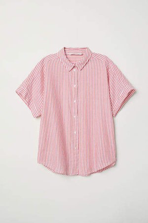 Short-sleeved Cotton Shirt - Red