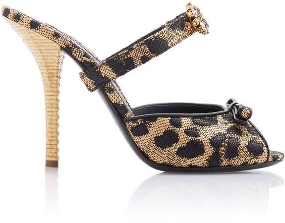 Dolce & Gabbana Crystal-Embellished Leopard Sandals Size: 35.5