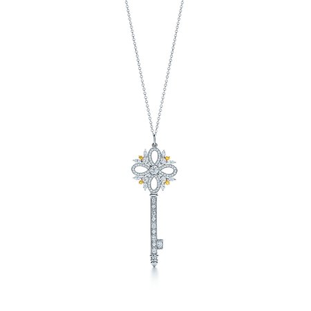 Tiffany Keys Tiffany Victoria® key pendant in platinum and 18k gold, large. | Tiffany & Co.