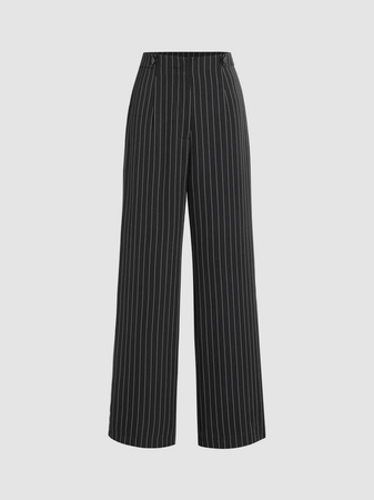 Stripe Button Straight Leg Pants
