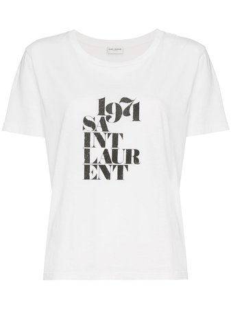 Saint Laurent 1974 Logo Print Cotton Short Sleeve T Shirt | Farfetch.com