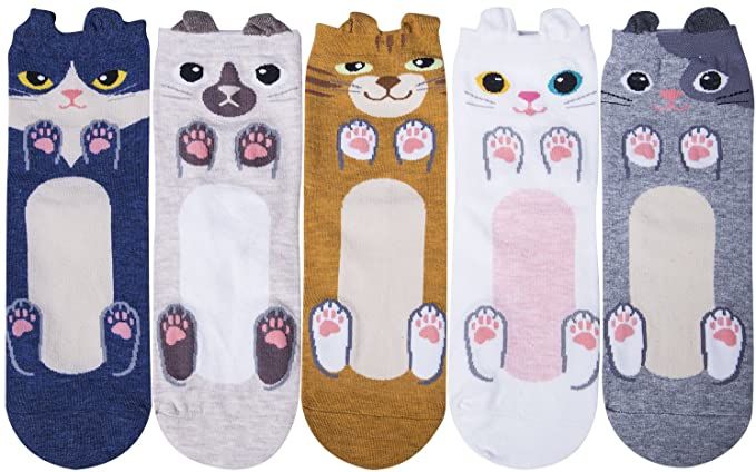 Chalier 5 Pairs Womens Funny socks Cozy Cute Printed Patterned Fun Socks Novelty Cat Socks for Women Gifts at Amazon Women’s Clothing store