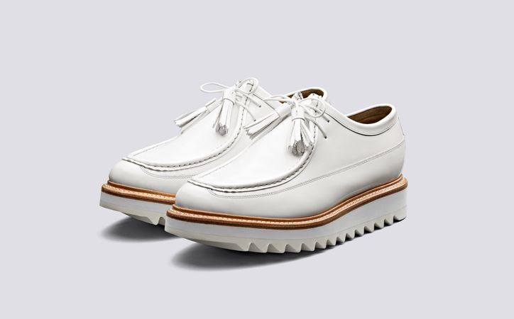 Benny | Mens Derby Shoes in White Hi Shine Leather | Grenson Shoes