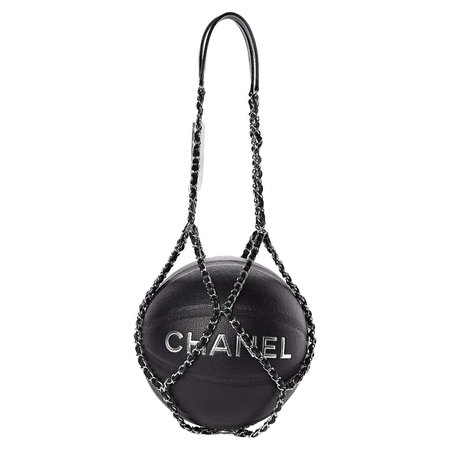 Chanel Black Lambskin Chain Net Collectors Basketball For Sale at 1stDibs