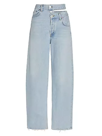 Shop AGOLDE Broken Waistband High-Rise Wide-Leg Jeans | Saks Fifth Avenue