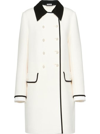 Miu Miu Two-Tone Double-Breasted Coat MS1689LC0 White | Farfetch