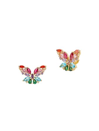 Shop kate spade new york Social Butterfly Goldtone Rainbow Cubic Zirconia Stud Earrings | Saks Fifth Avenue