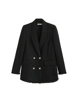MANGO Bead detail tweed blazer