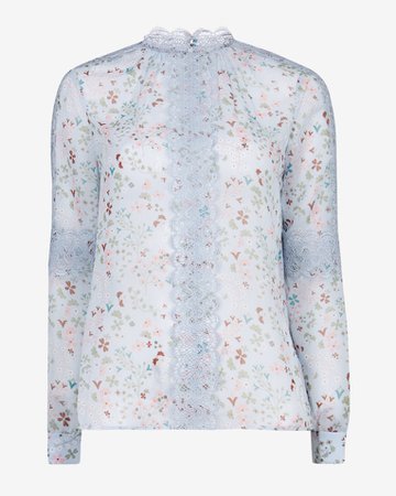 Hazel high neck top - Pale Blue | Tops and T-shirts | Ted Baker UK