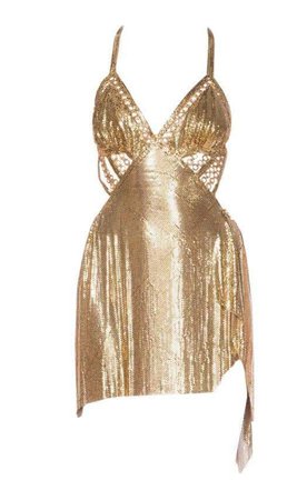 Rihanna Gold Mini Dress made from Vintage Metal Mesh
