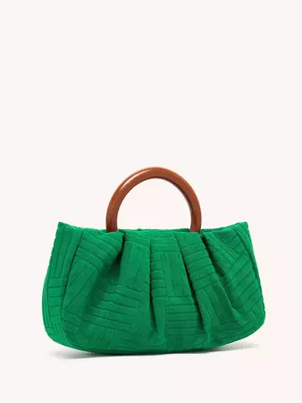 Top Handle Ruched Bag, Green Jacquard Fabric Handbag, Women's Elegant Clutch Purse (9.84 X 6.3 X 2.36) Inch | SHEIN USA