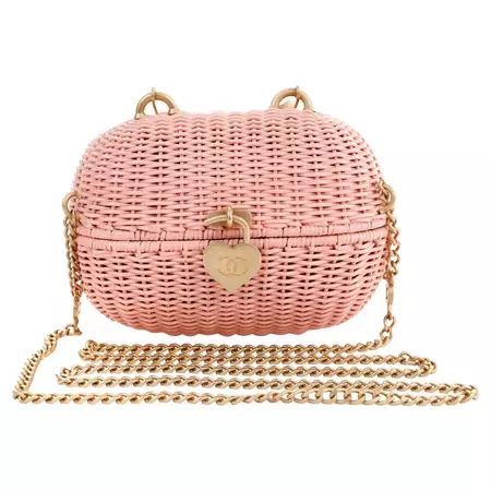 Chanel Pink Wicker Love Basket Bag For Sale at 1stDibs