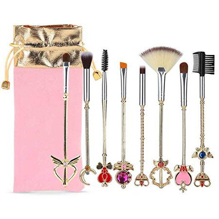 Amazon.com: Coshine 8pcs Sailor Moon Gold Makeup Brush Set With Pouch, Magical Girl Cute Cosmetic Makeup Brushes With Pink Pouch: Beauty