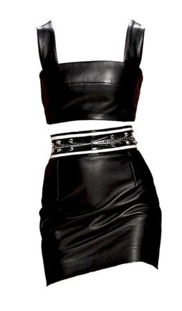 black leather mini dress crop top