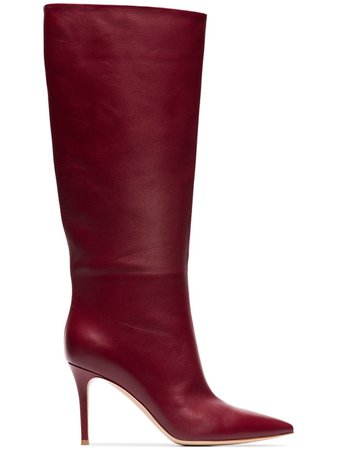 Gianvito Rossi, burgundy Suzan 85 leather slouch boots