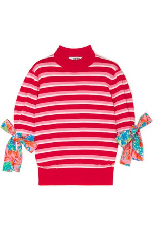 MSGM | Poplin-trimmed striped cotton sweater | NET-A-PORTER.COM