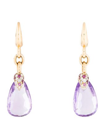 Pomellato 18K Amethyst & Diamond Drop Earrings - Earrings - POM21148 | The RealReal