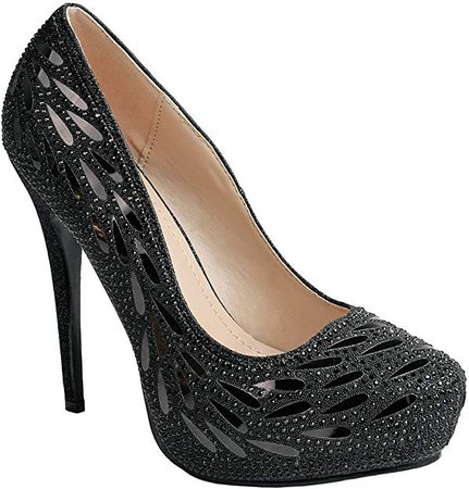 Amazon.com | JJF Shoes Women Sparkle Crystal Gem/Pearl Rhinestone Glitter Formal Evening Dress Pumps | Pumps