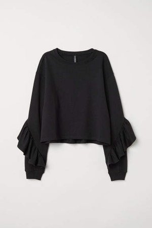 Flounced Sweatshirt - Black