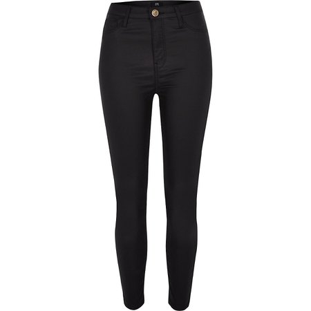Petite black Harper high rise coated jeans - Skinny Jeans - Jeans - women