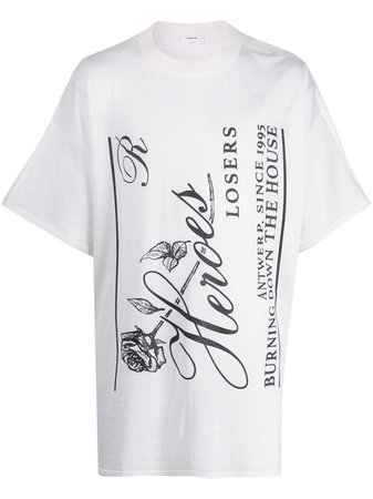 Raf Simons Heroes Rose Print Oversized T-Shirt | Farfetch.com