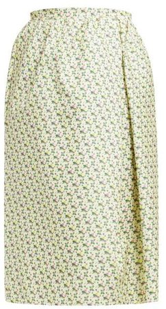 Omorus Floral Print Silk Skirt - Womens - Green Multi