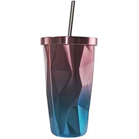 Buy Stainless Steel Tumbler with Straw - Wim Hot and Cold Double Wall Drinking Cups Coffee Mugs 16oz Irregular Diamond with Lid (Pink) Online at Low Prices in India - Amazon.in