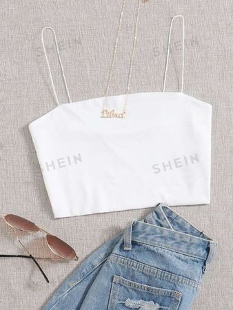 Solid Slim Cami Crop Top | SHEIN