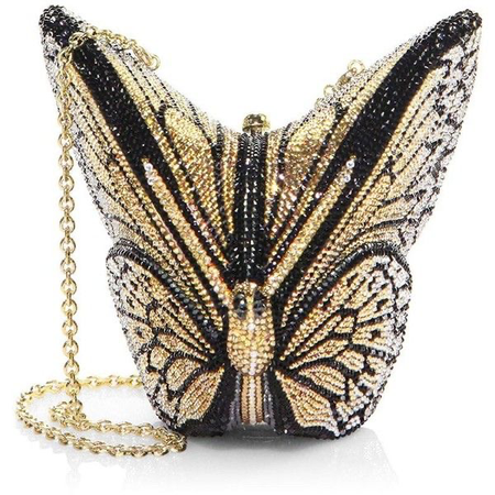 Gold Butterfly Crystal Embellished Clutch Bag
