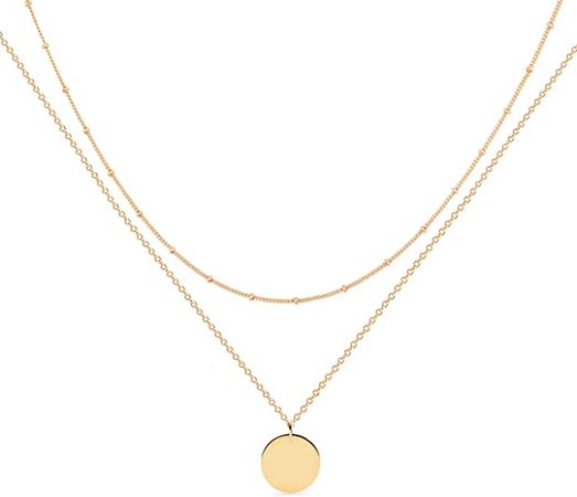 Amazon.com: MEVECCO Gold Layered Necklace,18K Gold Disc/Circle Bead Chain Dainty Elegant Simple Layer Necklace for Women: Clothing, Shoes & Jewelry