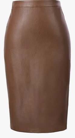 Brown Leather Pencil Skirt