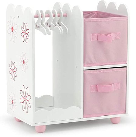 Amazon.com: 18 Inch Doll Furniture | Doll Accessories Floral Design Open Wardrobe 18 Inch Doll Closet, Includes 3 Wooden Doll Clothes Hangers | Fits 18" American Girl Doll Clothes: Toys & Games