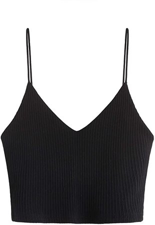 SheIn Women's Casual V Neck Sleeveless Ribbed Knit Cami Crop Top