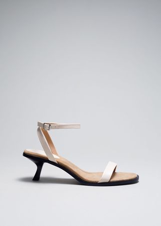 Kitten Heel Leather Sandals - White - Heeled sandals - & Other Stories US