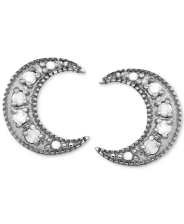 Macy's Diamond Crescent Moon Stud Earrings (1/10 ct. t.w.) in Sterling Silver