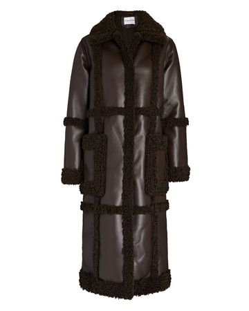 STAND Patrice Faux Shearling Coat In Brown | INTERMIX®