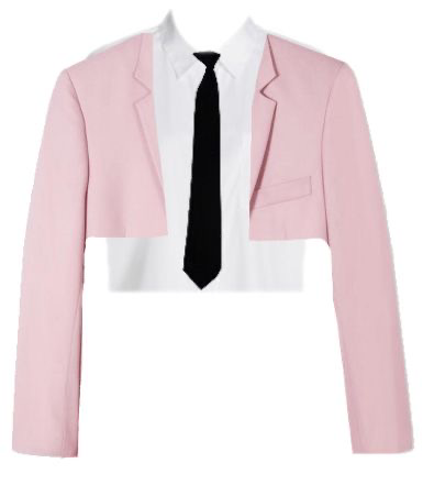 pink blazer tie crop top