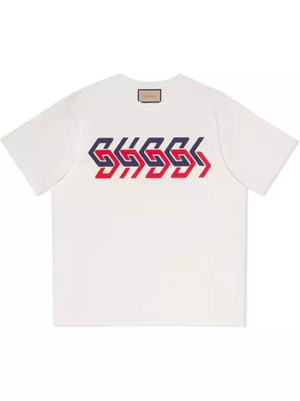 Shop Gucci mirror logo-print short-sleeve T-shirt with Express Delivery - FARFETCH