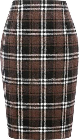 Amazon.com: Womens Skirts Pencil Plaid Skirts for Women Fall Winter High Waisted Bodycon Knee Length Wool Midi Skirt Skorts : Clothing, Shoes & Jewelry