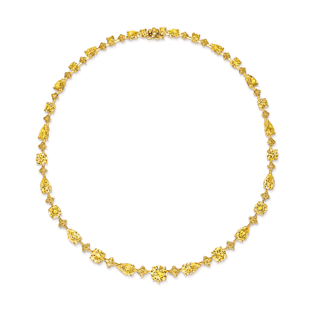 Graff, Yellow Diamond round and pear shape Yellow Diamonds necklace