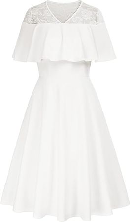 Amazon.com: Women Vintage Cocktail Dress Tea Party Fit and Flare Overlay Fall Summer Dresses White 16W : Clothing, Shoes & Jewelry