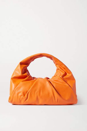 The Shoulder Pouch Medium Gathered Leather Shoulder Bag - Orange