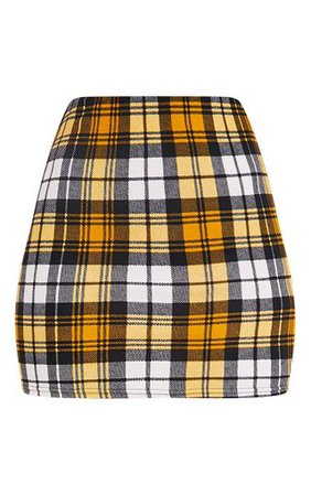 Yellow Check Print Mini Skirt | PrettyLittleThing USA