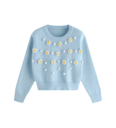 blue sweater cider daisy