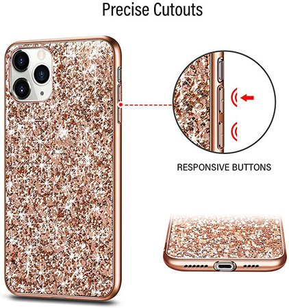 Amazon.com: WOLLONY for iPhone 11 Pro Case Glitter Sparkle Bling Shiny Phone Cover Girl Ultra Slim Durable Hybrid TPU Shockproof Bumper Hard Anti-Slip Back Protective Cover for iPhone 11 Pro 5.8inch Rose Gold: Electronics