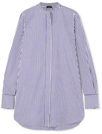 Carla Striped Cotton-poplin Shirt - Navy