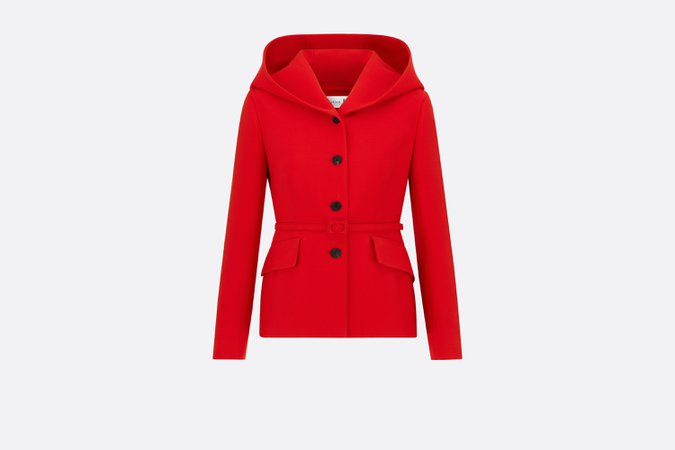 Fitted Hooded Jacket Red Wool and Silk - Ready-to-wear - Woman | DIOR